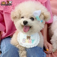 suprepet cute dog bandana for puppy cat cartoon bear dog scarf collar pet dogs necklace for pets cotton kitten collars supplies