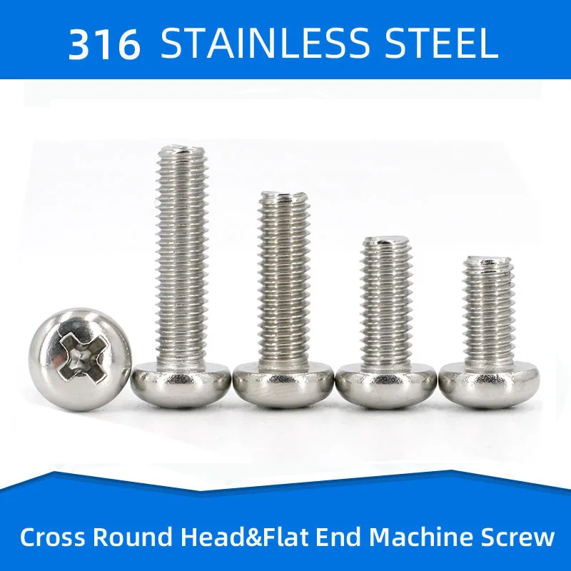 

Винты из нержавеющей стали 316, крестовые винты с потайной круглой головкой, плоские концевые винты, крепежные болты M6 M8 M10