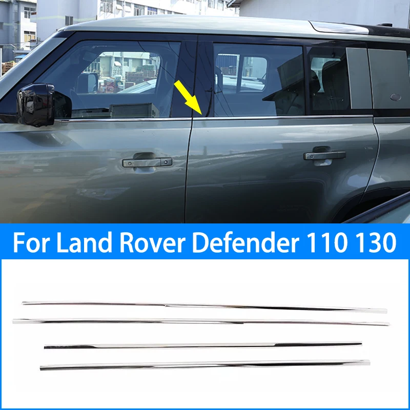 

Stainless Steel,Car Door Window Decoration Bright Strip Trim Cover,For Land Rover Defender 110 130 2020-21,Exterior Accessories