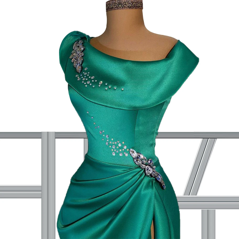 

Scoop Neckline Green Jewel Prom Dress robe femme vestido de fiesta de boda Celebrity Dresses robe longue