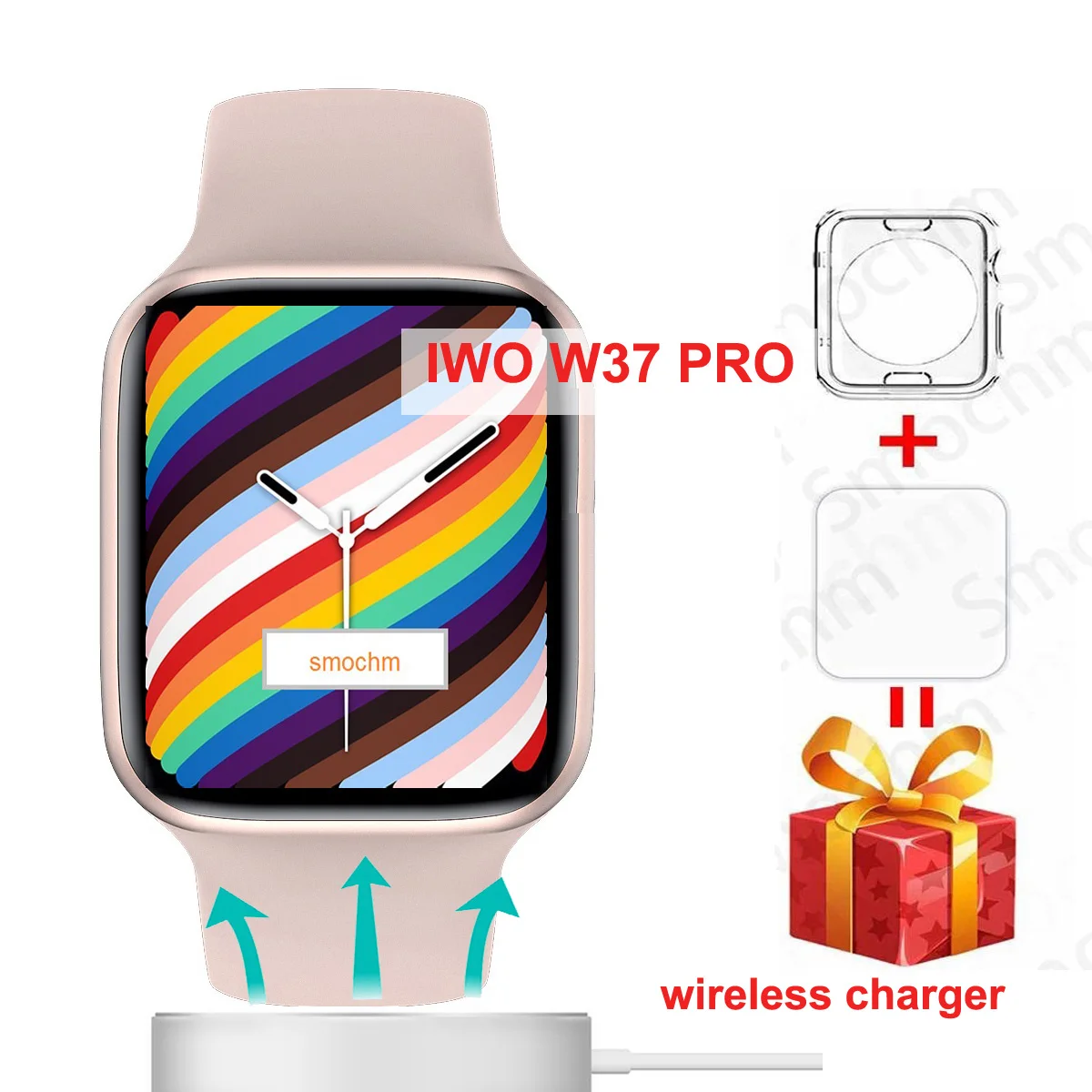 Смарт-часы Smochm IWO W37 W37Pro Series 7 с пульсометром и поддержкой Bluetooth часы мужские