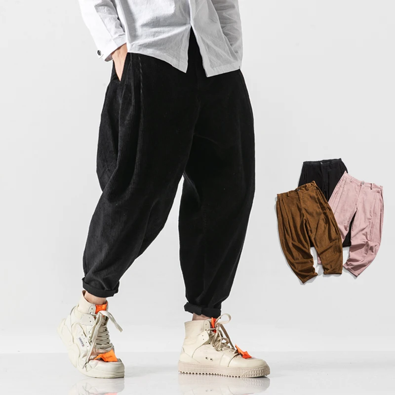 

Men Harem Pants 2021 Spring Fashion Chinese Style Pants Mens Solid Black Sweatpants Male Loose Trousers Oversize