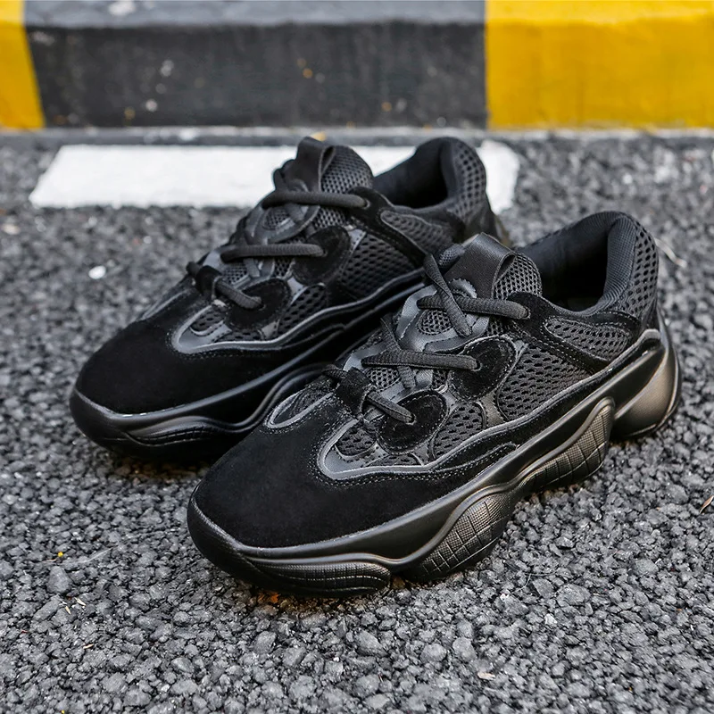 

2020 New Fall Winter Brand Style Cow Suede Women Daddy Shoes Thick Bottom Lace-Up Couple Casual Sneakers Sport Running Size35-43