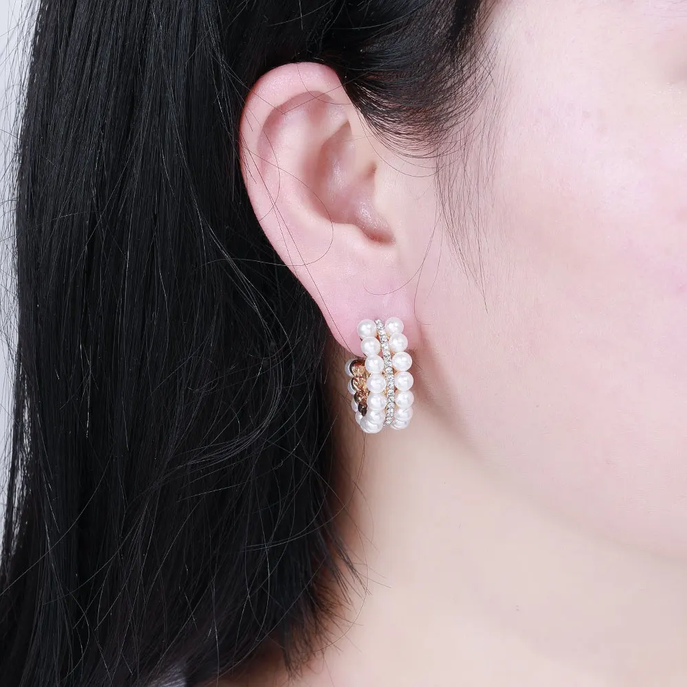 Женские серьги-гвоздики с жемчугом HanCheng Висячие круглые серьги бижутерия |