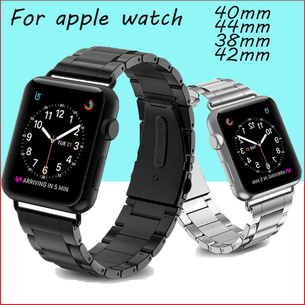 

Ремешок из нержавеющей стали для Apple watch SE 6 5 4 3 2 1, металлический браслет для iWatch band 44 мм 40 мм 38 мм 42 мм