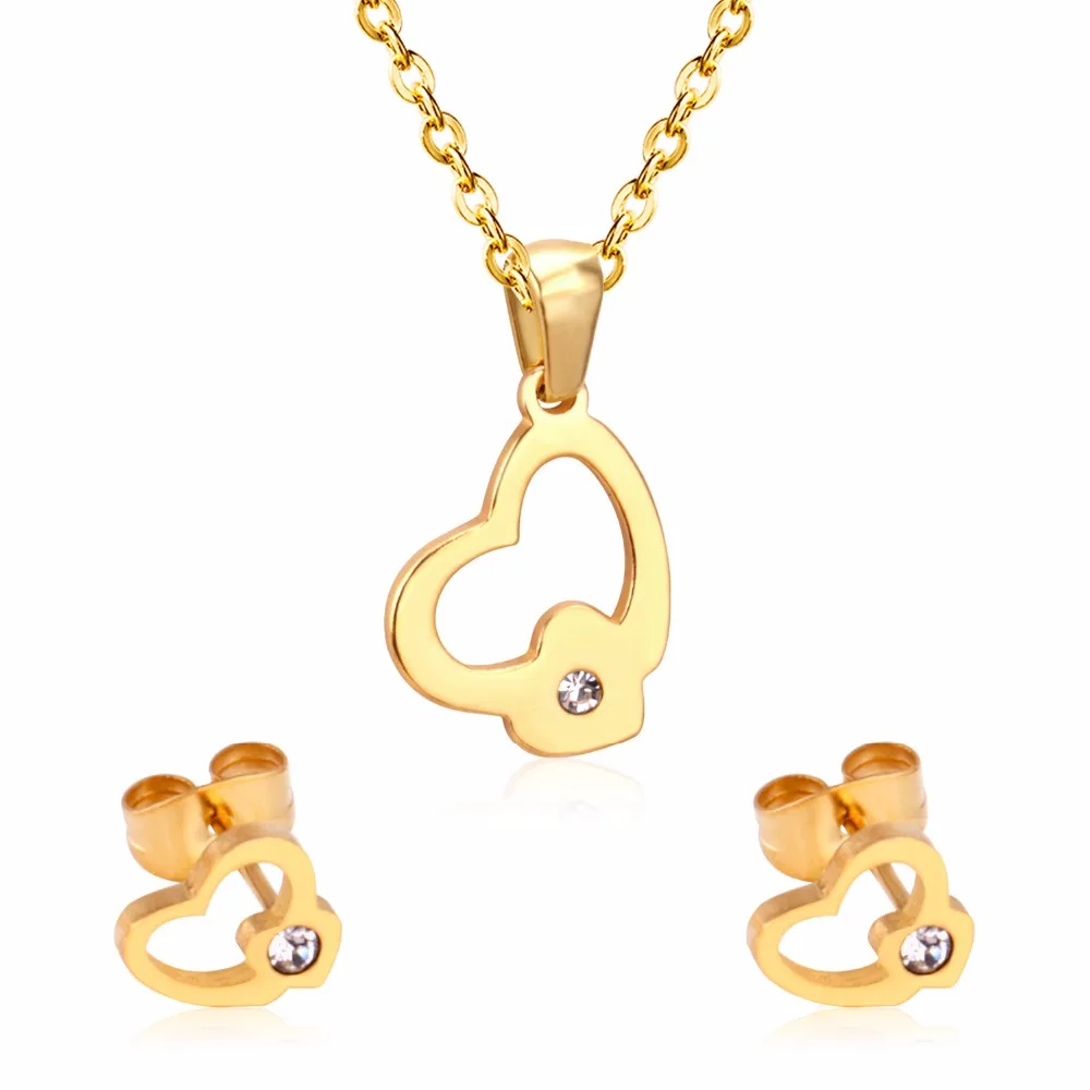 Комплект ювелирных изделий LUXUKISSKIDS из нержавеющей стали в форме сердца для