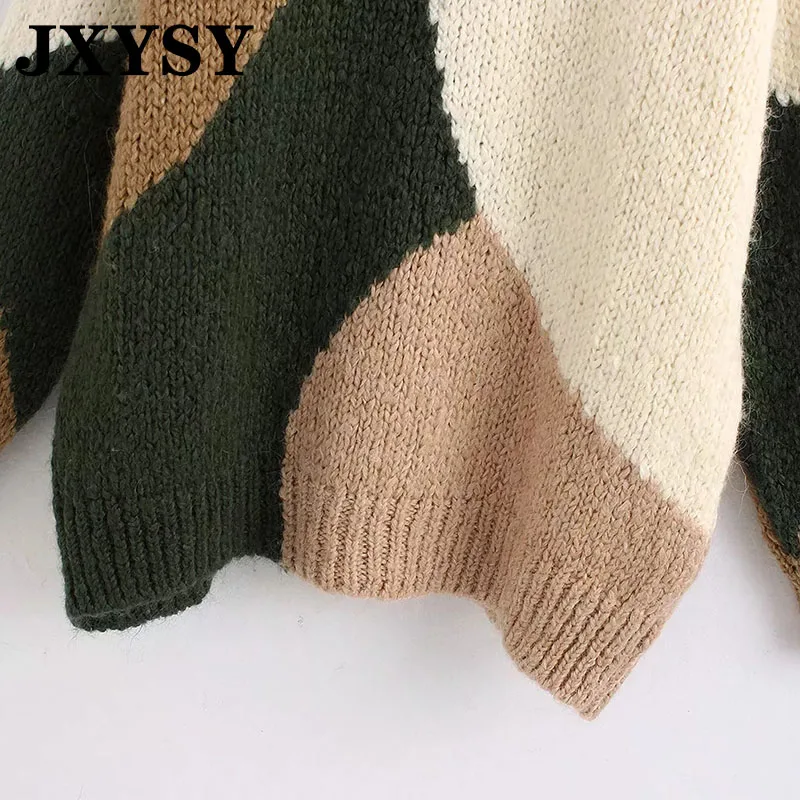 Зимние свитера JXYSY женские вязаные пуловеры цветной свободный винтажный женский