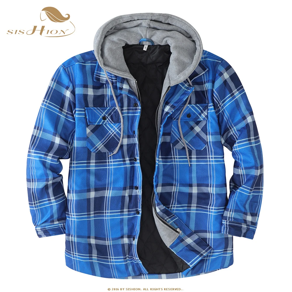 

SISHION Men's jackets winter plaid coat windbreaker hooded men's coat outerwear fashion men's clothing casual jackets SP1681