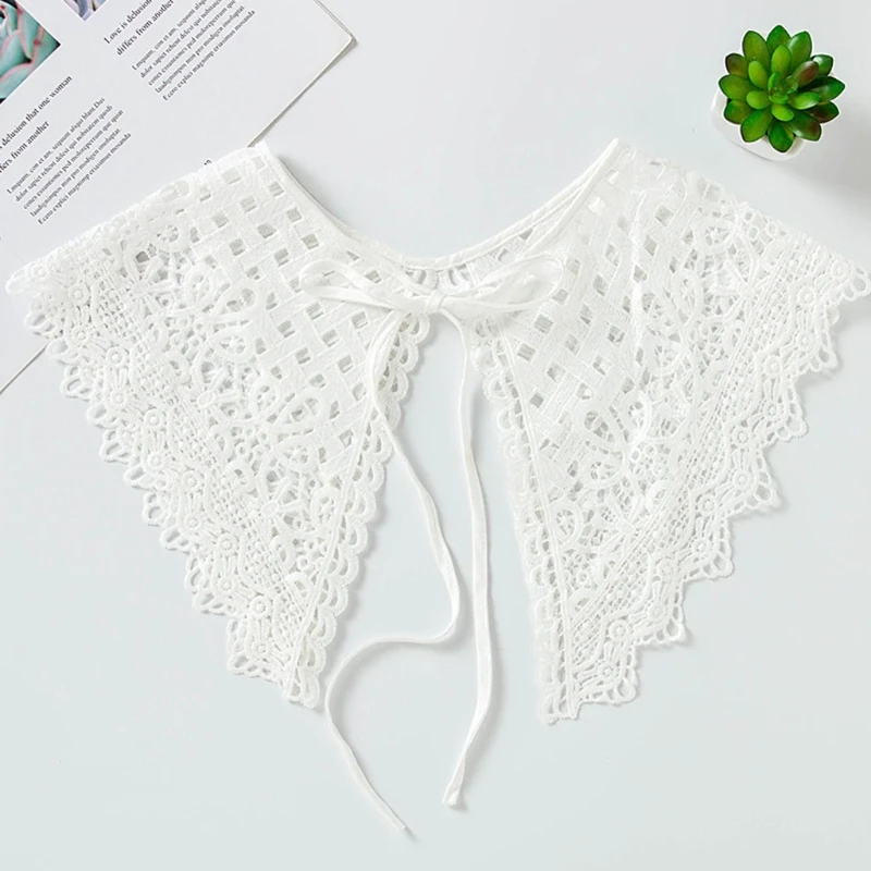 

Lolita Decorative Fake Collar Lace Shawl Embroidery Mesh Dickey Necklace N0HE