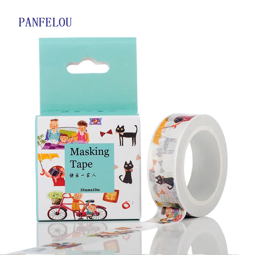 

PANFELOU 1,5 см x 10 м семья мультфильм наклейки границы маскировки клейкая линия бумаги васи ленты DIY Скрапбукинг ручная учетная запись