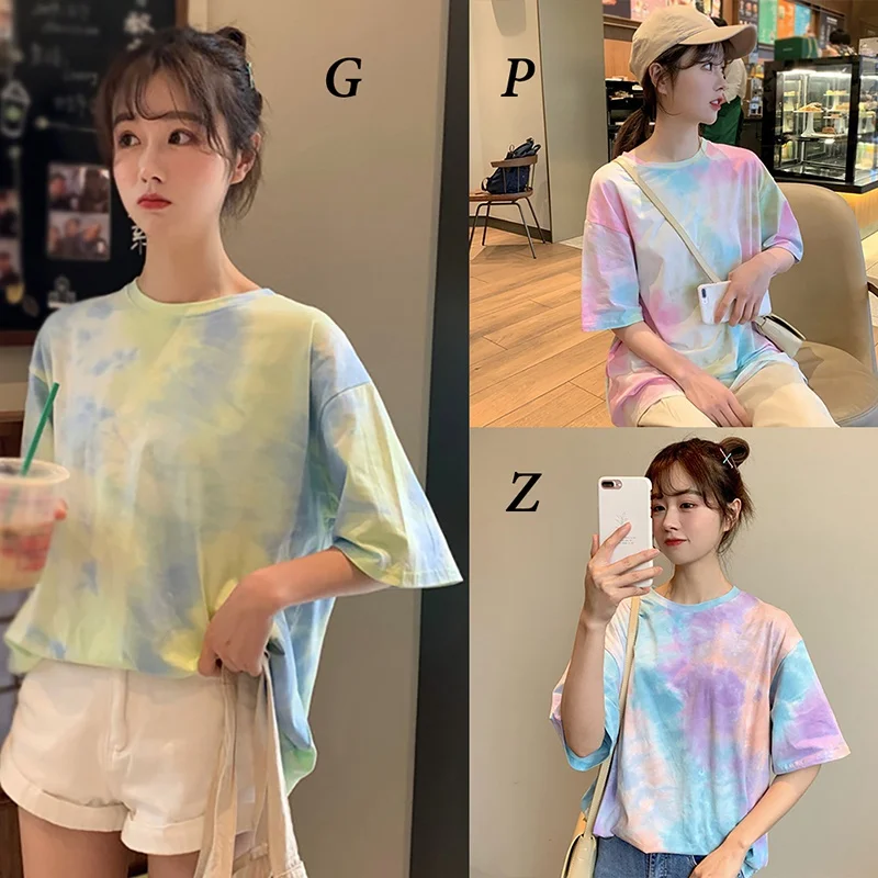 

Women casual round neck printed short-sleeved pullover loose hip hop Korean version o collar sexy short-sleeved tshirt
