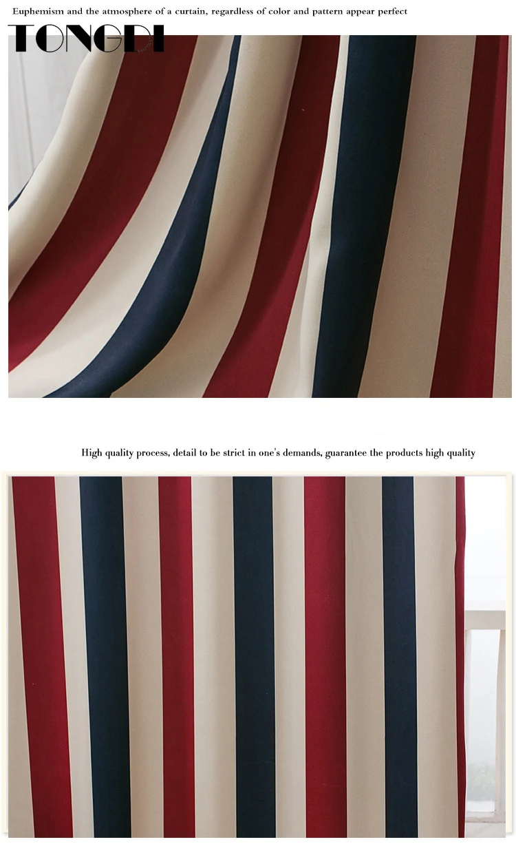 TONGDI затемняющие шторы в полоску элегантное Радужное украшение с принтом для