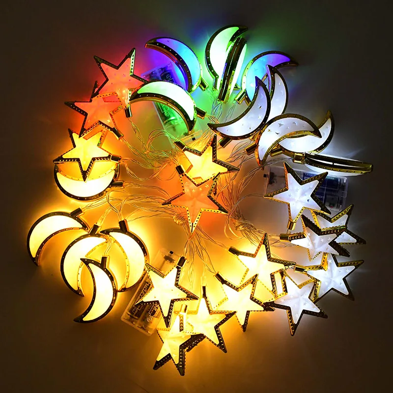 

Eid Mubarak Party Decoration 1.65M 10 LEDs Moon Star Lights String Ramadan Islamic Home Indoor Out Door Hanging Decor Supplies
