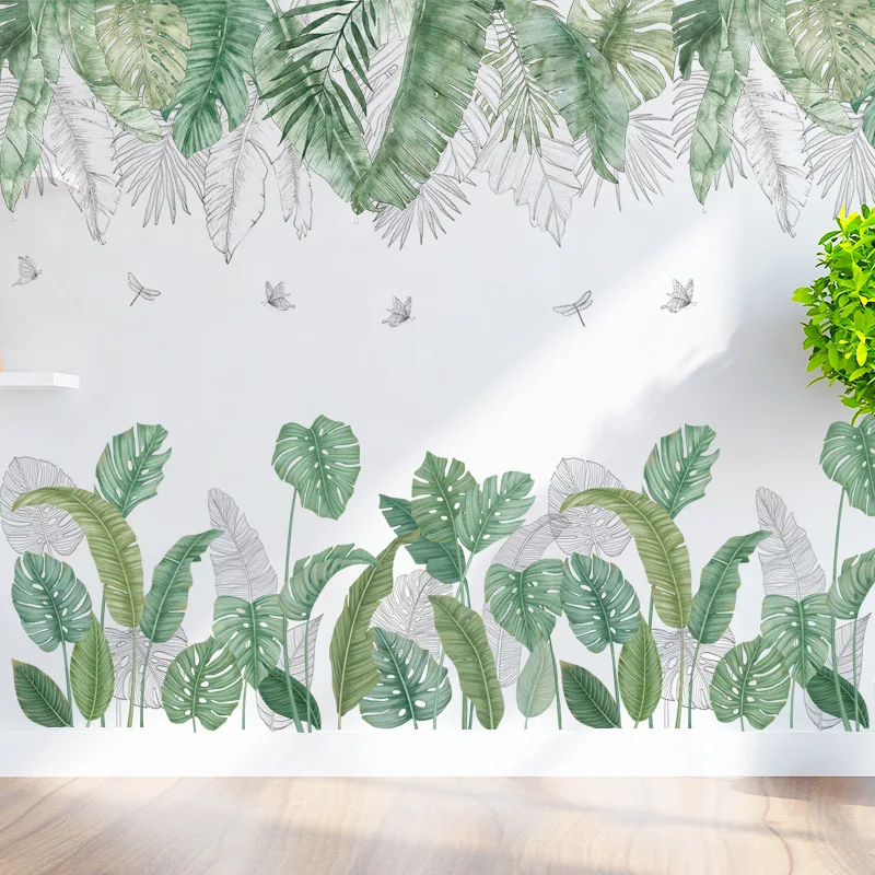 

Plants Wall Stickers Green Leaves Wall Decals Wall Paper DIY Vinyl Murals for Bedroom Living room Kids room Wall Decoration
