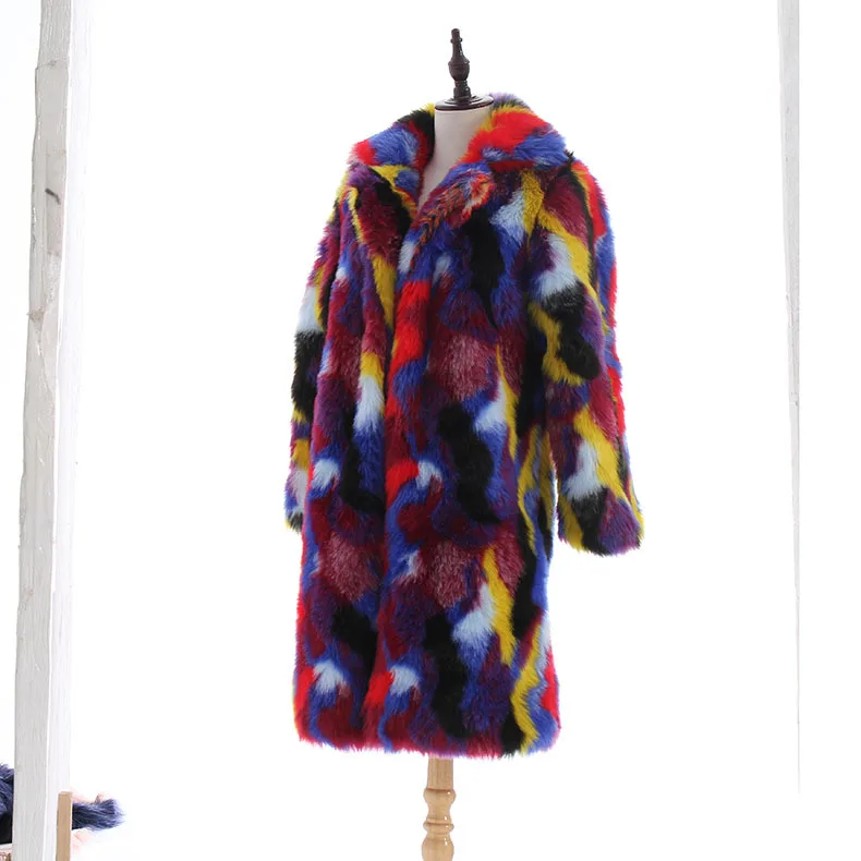 Женское пальто из искусственного меха теплое в стиле хип-хоп Длинная ветровка