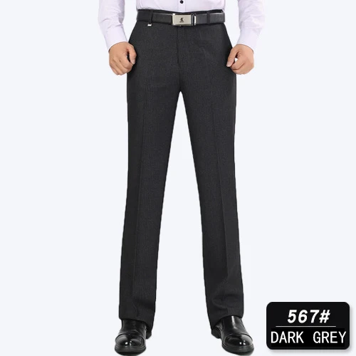 567 dark grey Осень зима мужские прямые брюки костюм Homme платье брюки толстые мужские брюки для официального костюма свободные мужские брюки среднего возраста - Цвет: 567 dark grey