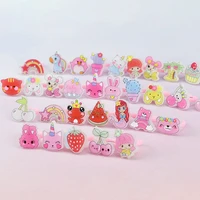 20pcslot cute kids rings candy color korea kawaii cartoon animal fruit rings children girls jewelry gifts for child