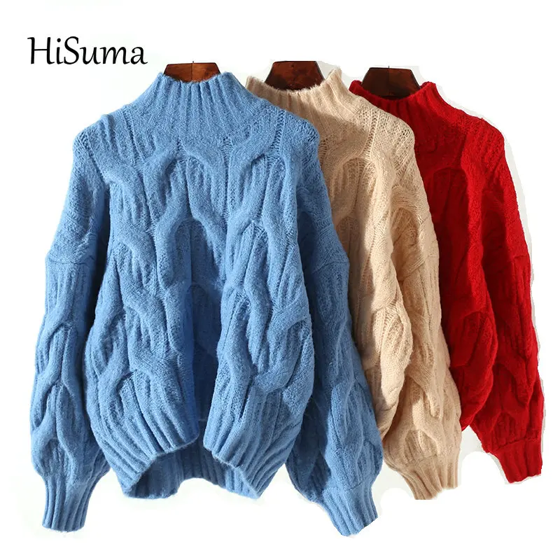 Женские блузки с рукавами-фонариками винтажные свободные свитера плотные