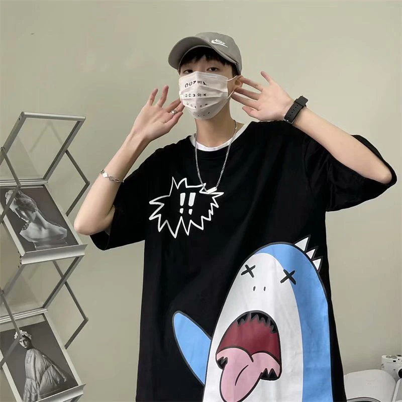 Футболка Мужская/женская с мультяшным аниме принтом оверсайз|Мужские футболки| |