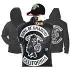Мужская толстовка с капюшоном Sons of Anarchy, кожаная куртка на молнии, панк-Кепка, костюм для Хэллоуина