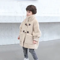 boys lamb wool padded coat for 2021 winter childrens loose fur warm coat for girls sheep like coat baby loose outwear cotton
