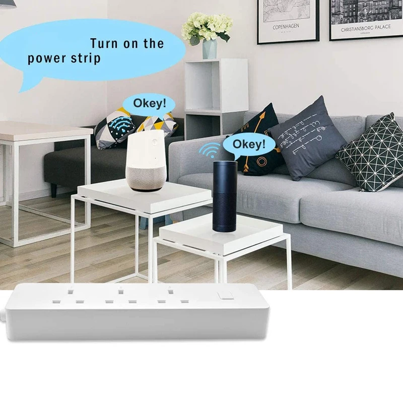 Домашний удлинитель с Wi-Fi управлением через приложение совместимый Alexa и Google Home