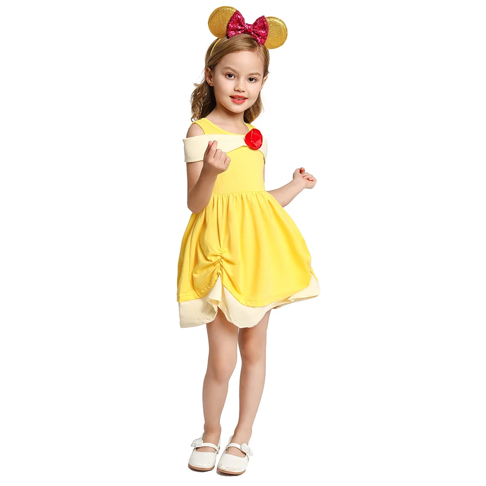 

AEMUAKIDS Baby Children Dress Up Belle Princess Costume Summer Casual Kids Soft Dresses Girls New Clothes Cosplay Birthday Party