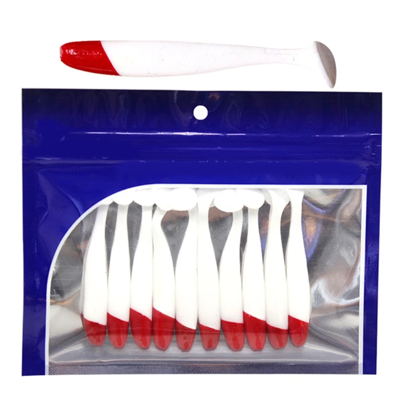 

10Pcs/Pack 5.5cm 7cm 9cm Wobbler Soft Fishing Bait Red Head White Body Jigging Swimbait Fish Tack Artificial Lures