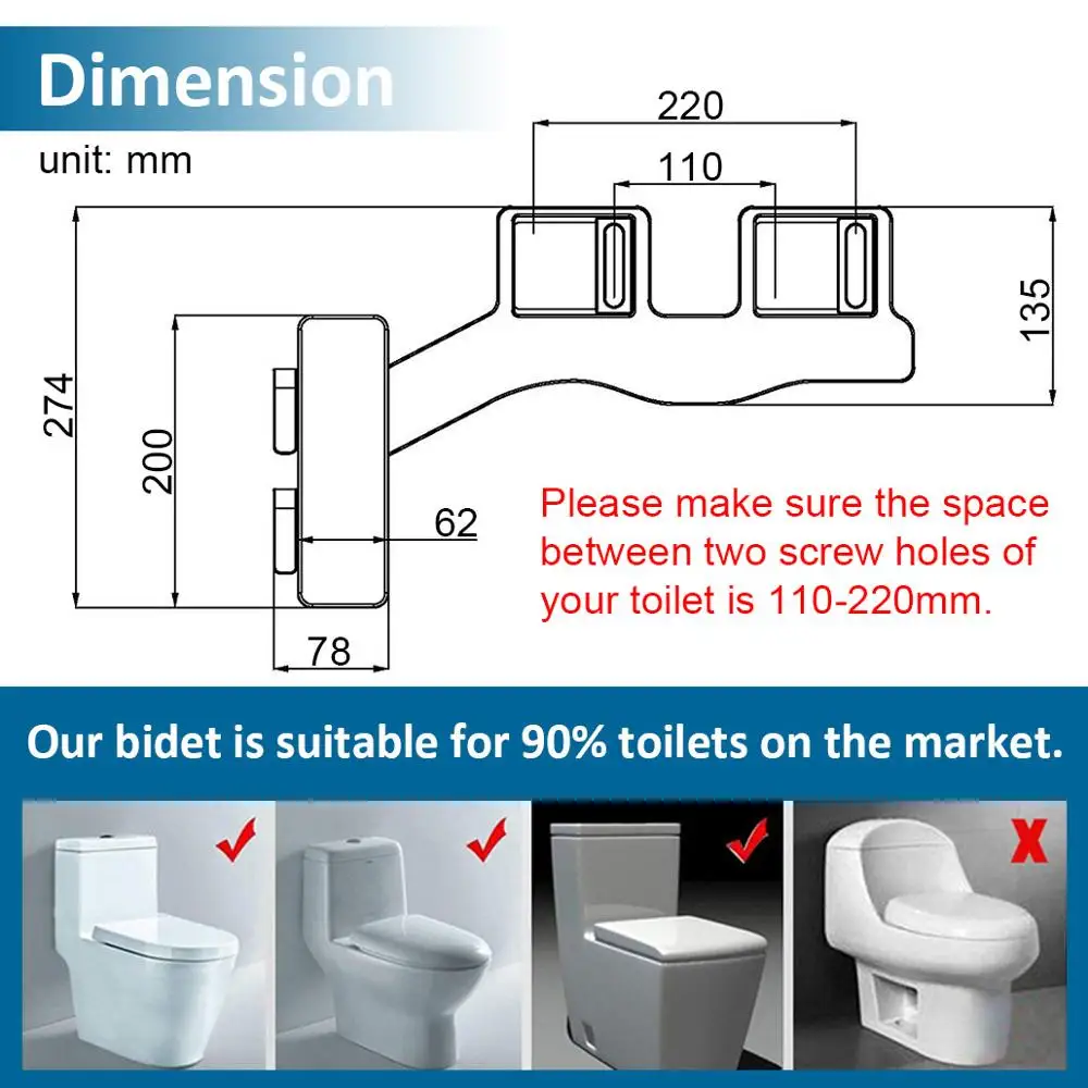 Bidet Atalawa AW321 Slim Non Electric Toilet Seat Attachment Dual Nozzles for Rear &amp Feminine Wash Cold Water Spray | Обустройство
