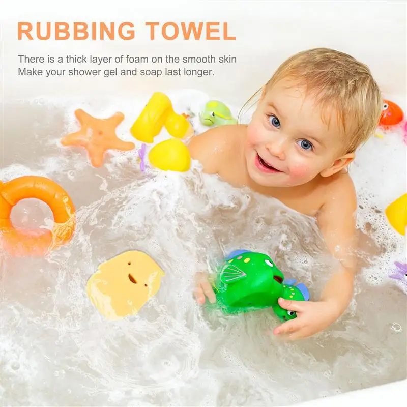 

5pcs Adorable Baby Bath Mitt Washcloths Gloves Cartoon Cotton Towel Scrubber