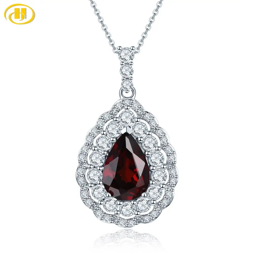 Hutang 2.04ct натуральный красный гранат драгоценный камень подвеска Твердое Серебро