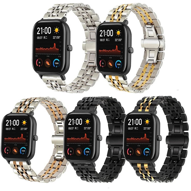 

Металлический ремешок из нержавеющей стали для смарт-часов Xiaomi Huami Amazfit Bip S/Bip U/POP, сменный ремешок 20 мм для Amazfit GTS 2