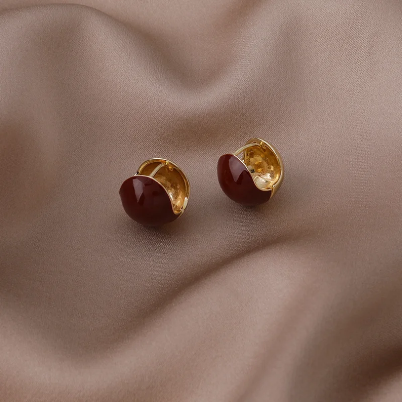 

ZHIXUN 2021 Korean New Exquisite Red Bean Earrings for Women Fashion Temperament Simple Versatile Earrings Women's Jewelry