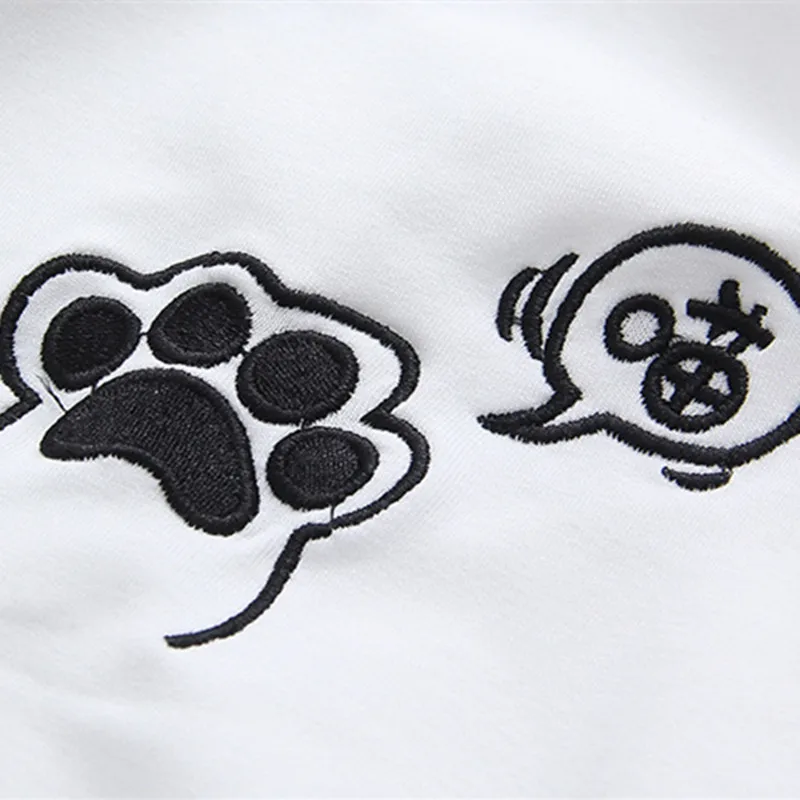

Women Hoodies Harajuku Cat Paw Embroidery Female Hoodie Kawaii Patchworks Women Top Student Casual Sweatshirt
