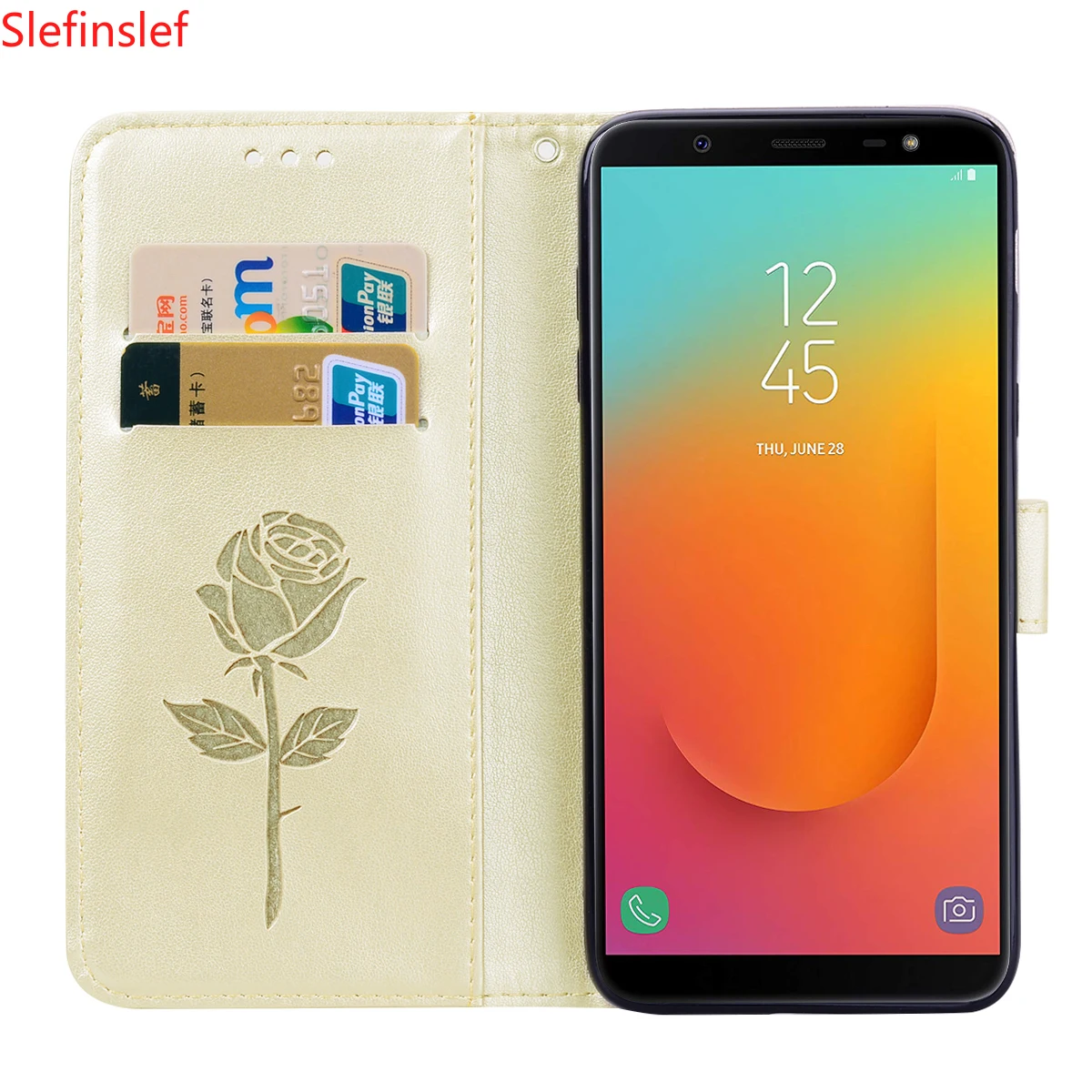 Розовый кожаный чехол-книжка для Samsung J2 Pro J4 J6 J8 Plus 2018 Мягкая силиконовая задняя
