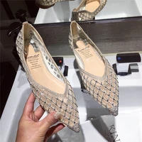 2020 summer new pointed toe women flats bling air mesh shoes comfortable flats soft and comfortable casual flats slip on shoes