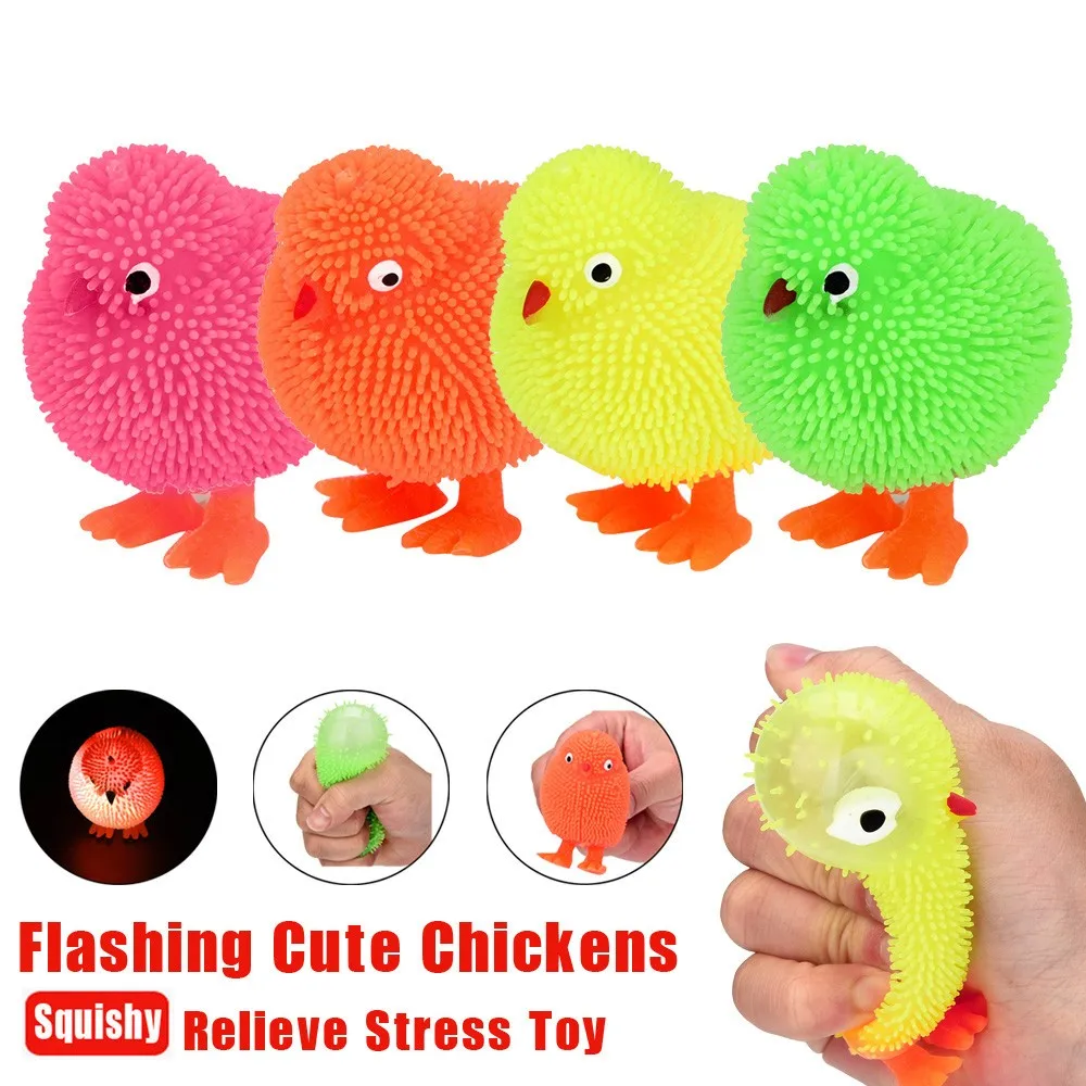 

Decompression chicken puffer ball decompression toy pinch (random color) 6CM novel flash chicken creeping sensory toy F3*