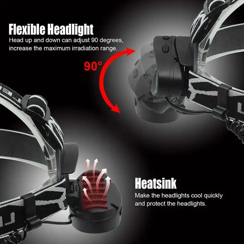 Перезаряжаемый Передний фонарь с 7 режимами датчик движения тела 4 * T6 + 2 COB