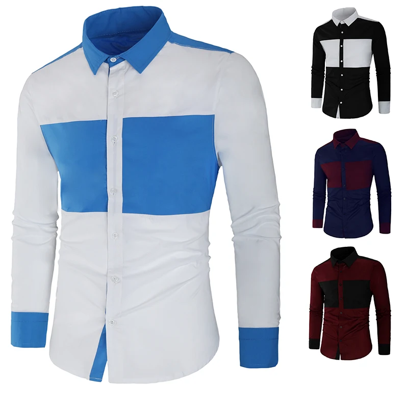 Брендовая роскошная мужская рубашка 2019 корейская модная Повседневная с длинными