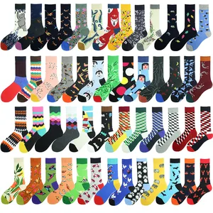 Для свадьбы из хлопка, смешные мужские носки с цветочным рисунком птицы собаки слон сетка личность абстрактный Happy художественной росписи женский Sokken подарки для любого пола