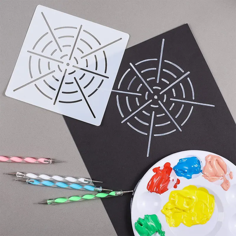 Mandala Art Dotting Tools 18 Set Including 4 Stencils 8 Acrylic Rods Paint Tray 5 Double Sided | Дом и сад
