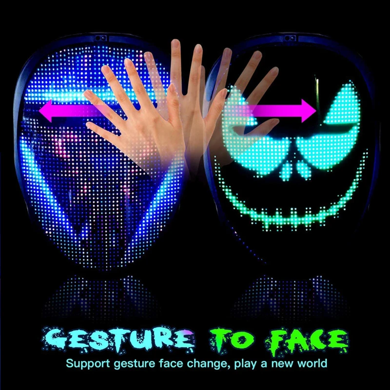 

Halloween Variable Face Photo Animated Editing DIY Mask Carnival Festival Light Up Face Changing Mask For Party Prom Decoration