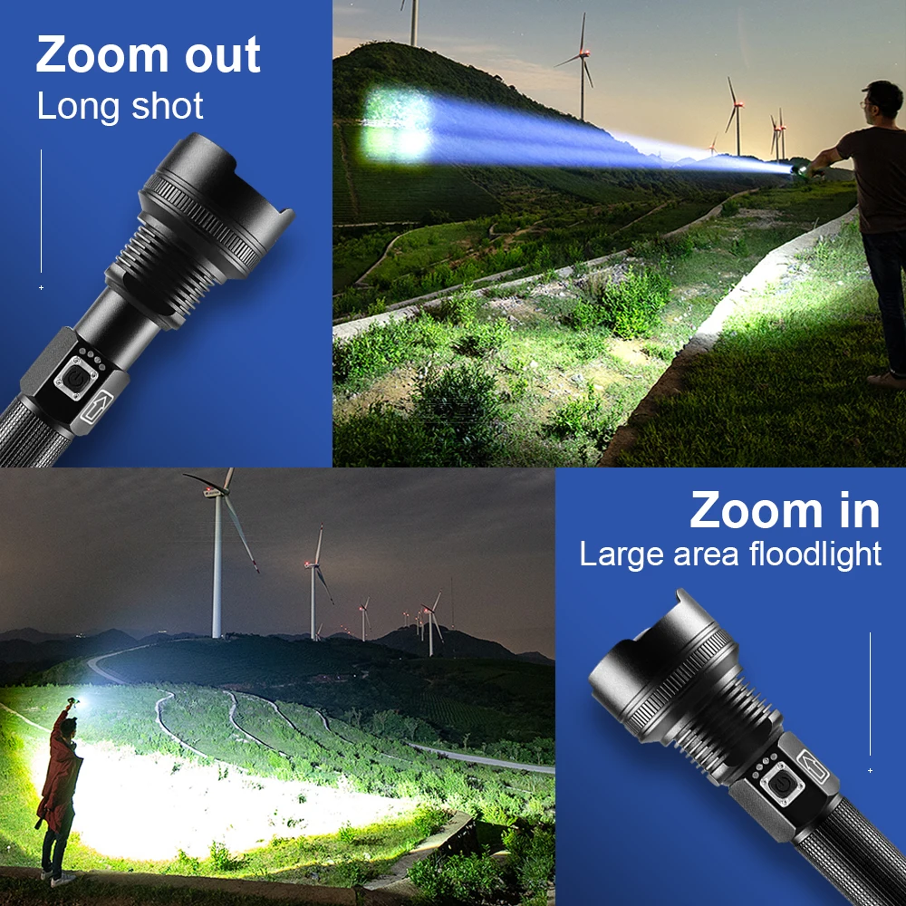 

Powerful Led Flashlight Torch Light XHP90.3 Rechargeable Tactical Flashlight 18650 High Power Led Lantern XHP50.2 USB Hand Lamps