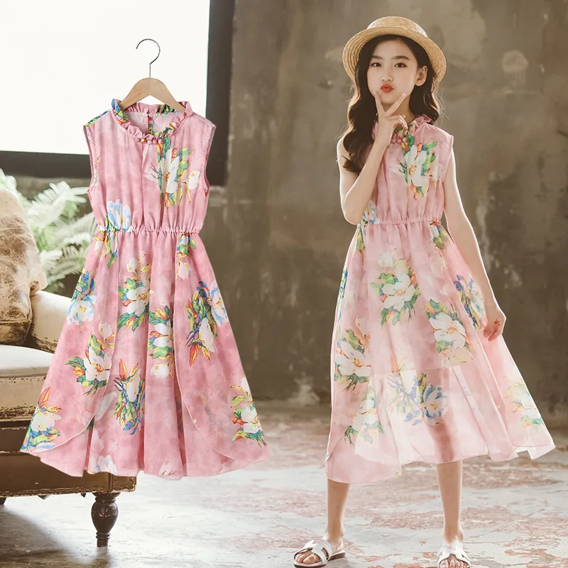 

2021 New Jeans Cute Girls Dress Sleeveless Fashion PocketsTeen Kids Cotton Dresses Children Summer Clothing Baby Autumn Spring