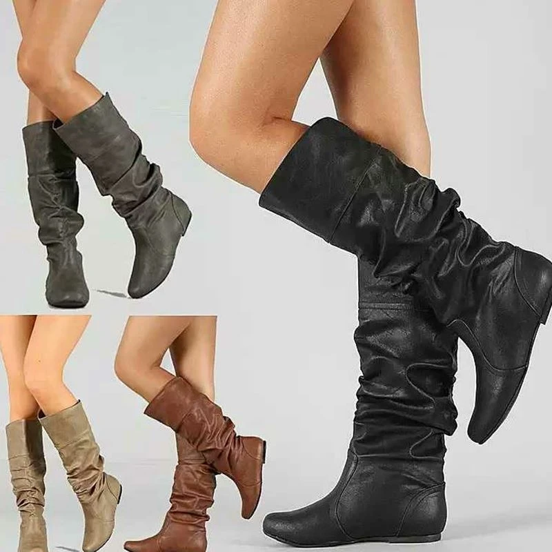 Зимние женские ботинки демисезонные длинные большого размера из мягкой