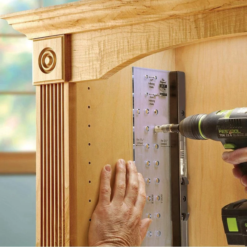 

Drilling Jig,Premium Shelf Pin Drilling Jig Power Tool Accessory Jigs,Drilling Jig Furniture Cabinet Door Hinge Multi-Function M