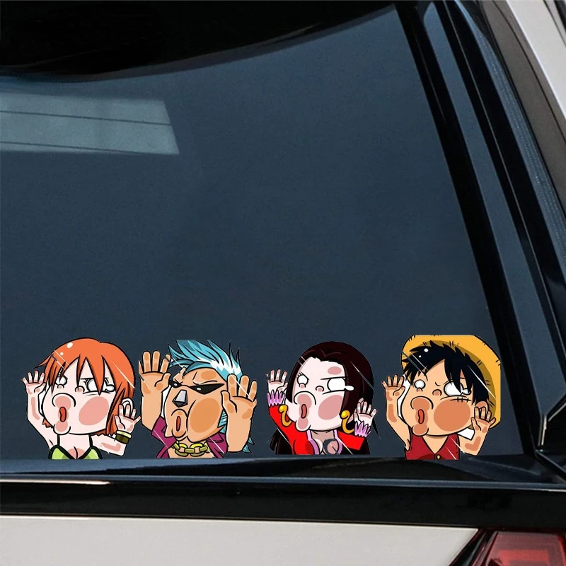 

One Piece Luffy Game Funny Anime Peeking Glass Vinyl Decal Sticker For Car Window Laptop Hydroflask Waterbottle PVC