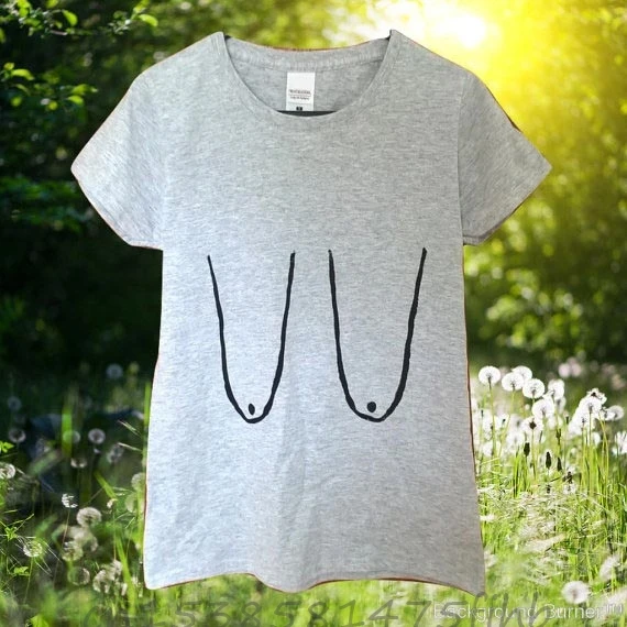 

Saggy Boobs Print Women Tshirts No Fade Premium Casual Funny T Shirt For Lady Woman T-Shirts Graphic Top Tee Customize Gray