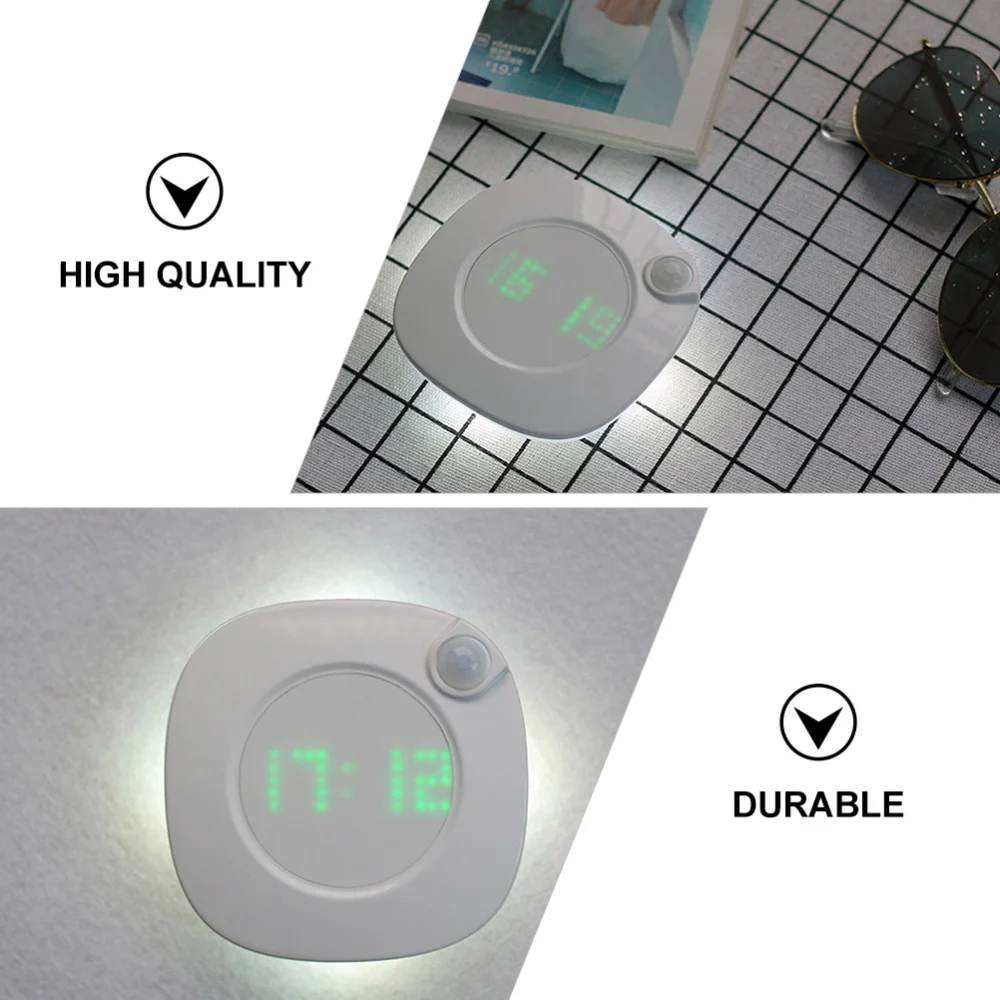 

LED Battery Powered Human Body Induction Time Showing Night Light Bathroom Lamp