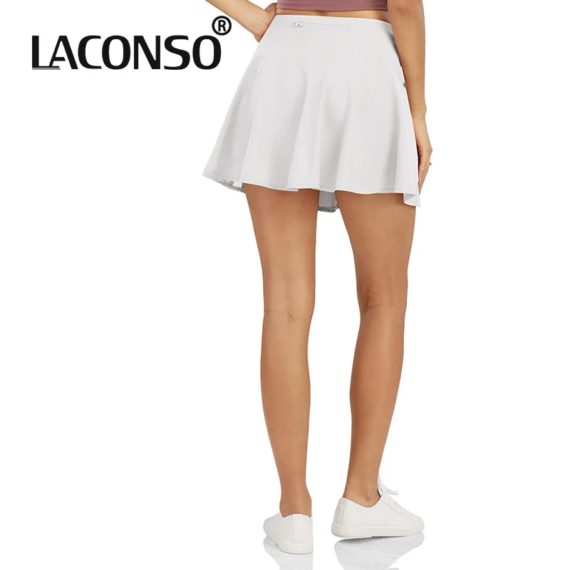 

LACONSO Women's Tennis Skirts Golf Skorts For Yoga Fitness Running Gym Sports With Inner Pants Shorts Quick Dry Pockets Female